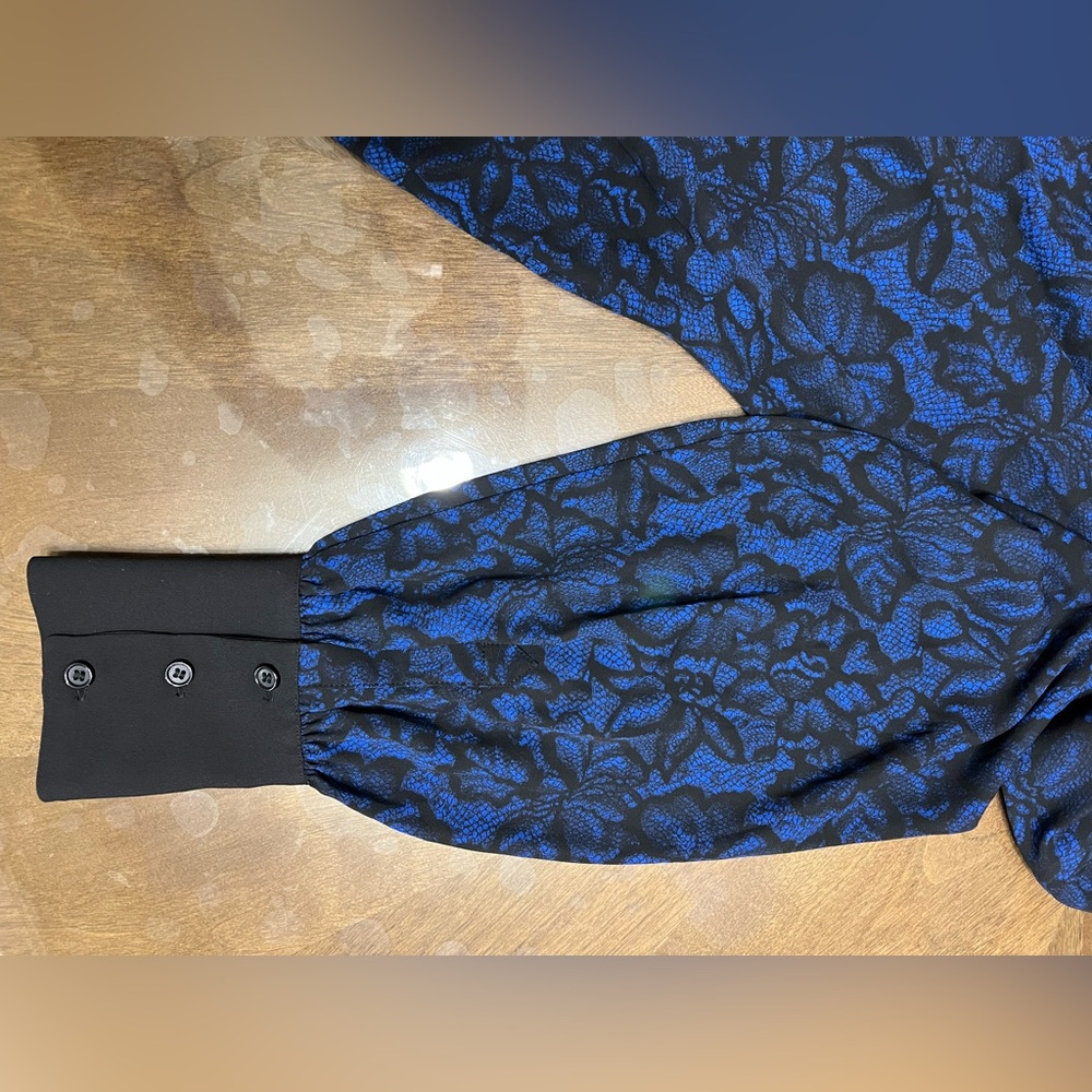 Christian Siriano Black and Blue Textured Dress - Picture 4 of 7